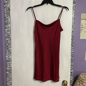 Red slip dress